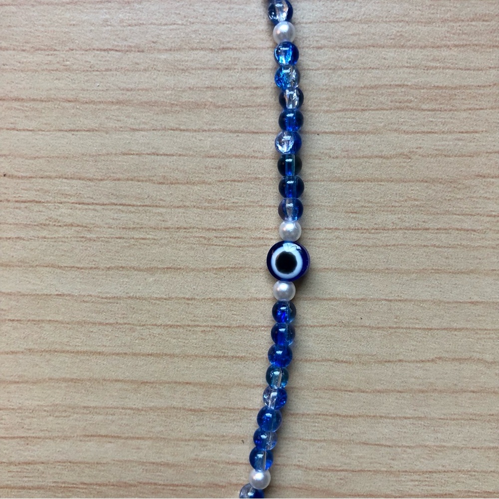 NWT Handmade Dark Blue Evil Eye Beaded Choker Necklace - Picture 2 of 6